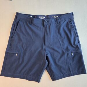 IZOD Golf Swing Flex Cargo Shorts Men's 36x8 Navy UV40 Stretch Performance